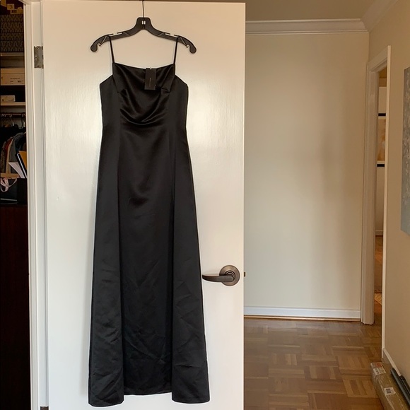 BCBG MAXAZRIA - Satin Finish Long Black Dress-New - Picture 1 of 3